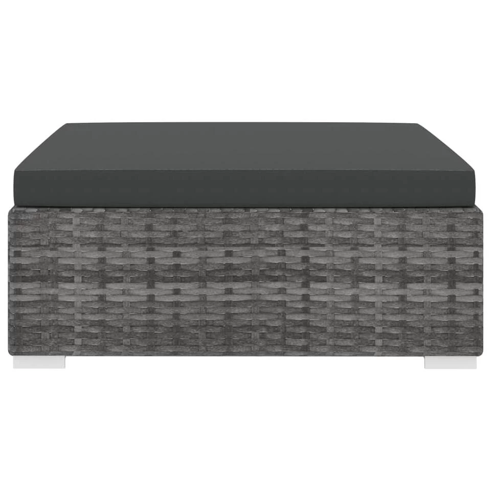 VidaXL Voetensteun 1 St Met Kussen Poly Rattan Grijs - Afbeelding 2