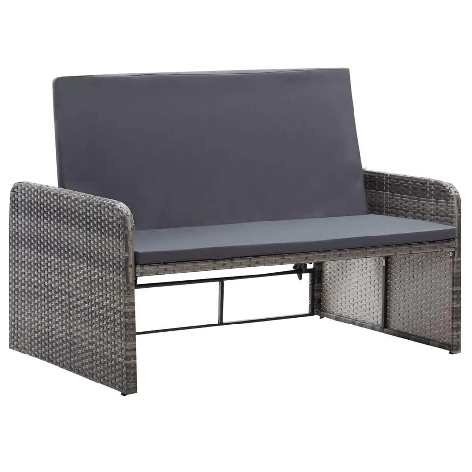 VidaXL 2-delige Loungeset Met Kussens Poly Rattan Grijs - Afbeelding 3