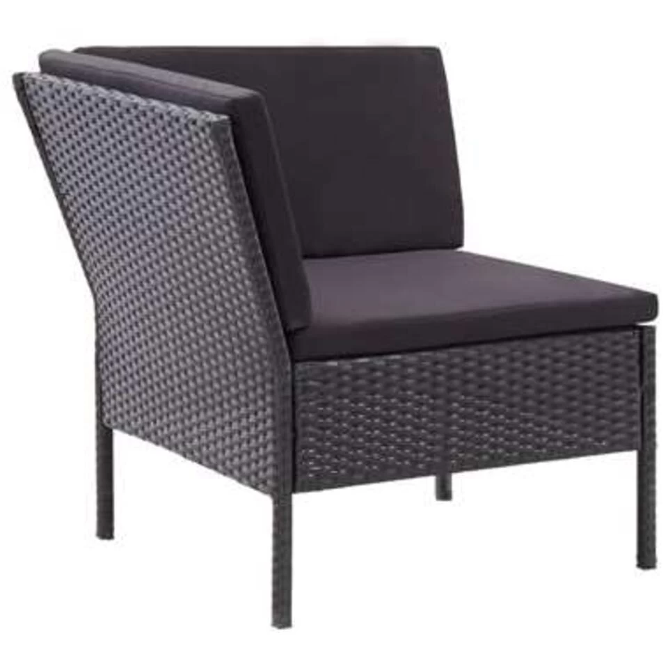 VidaXL 6-delige Loungeset Met Kussens Poly Rattan Zwart - Afbeelding 3