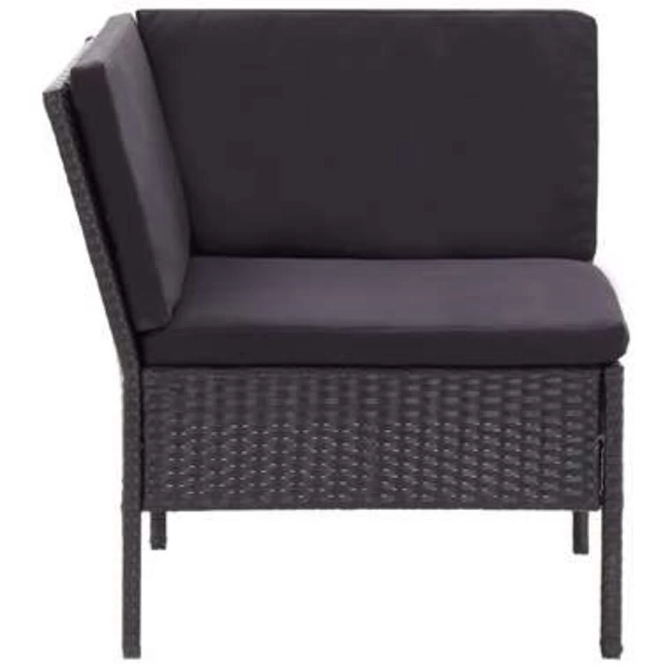 VidaXL 6-delige Loungeset Met Kussens Poly Rattan Zwart - Afbeelding 4