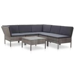 VidaXL 6-delige Loungeset Met Kussens Poly Rattan Grijs 57x69x67 Cm