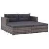 VidaXL 3-delige Loungeset Met Kussens Poly Rattan Grijs