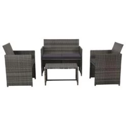 VidaXL 4-delige Loungeset Met Kussens Poly Rattan Grijs 70x40x38 Cm