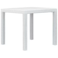 VidaXL Tuintafel 79x79x72 Cm Rattan-look Kunststof Wit