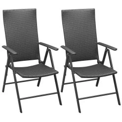VidaXL 2x Tuinstoel Poly Rattan Aluminium Zwart Tuin Stoel Lounge Terras
