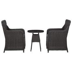 VidaXL 3-delige Bistroset Met Kussens Poly Rattan Zwart
