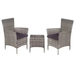 VidaXL 3-delige Bistroset Poly Rattan Grijs