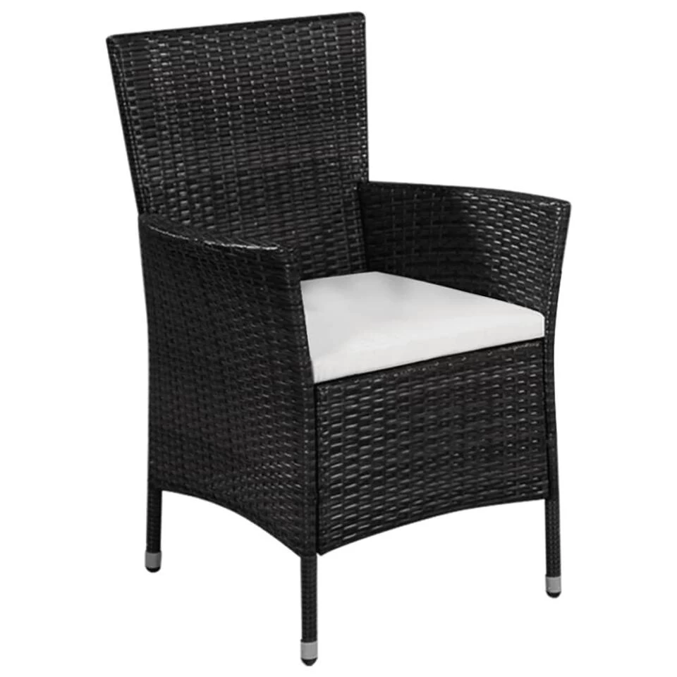 VidaXL 3-delige Bistroset Poly Rattan Zwart - Afbeelding 2