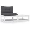 VidaXL 2-delige Loungeset Met Kussens Massief Grenenhout Wit