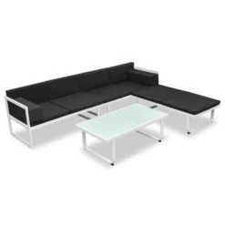 VidaXL 4-delige Loungeset Met Kussens Aluminium Zwart