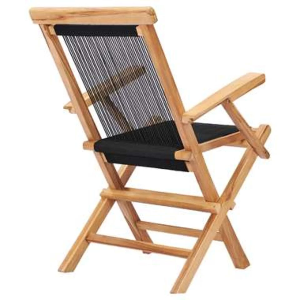 VidaXL Tuinstoelen Inklapbaar 2 St Massief Teakhout En Touw - Afbeelding 4