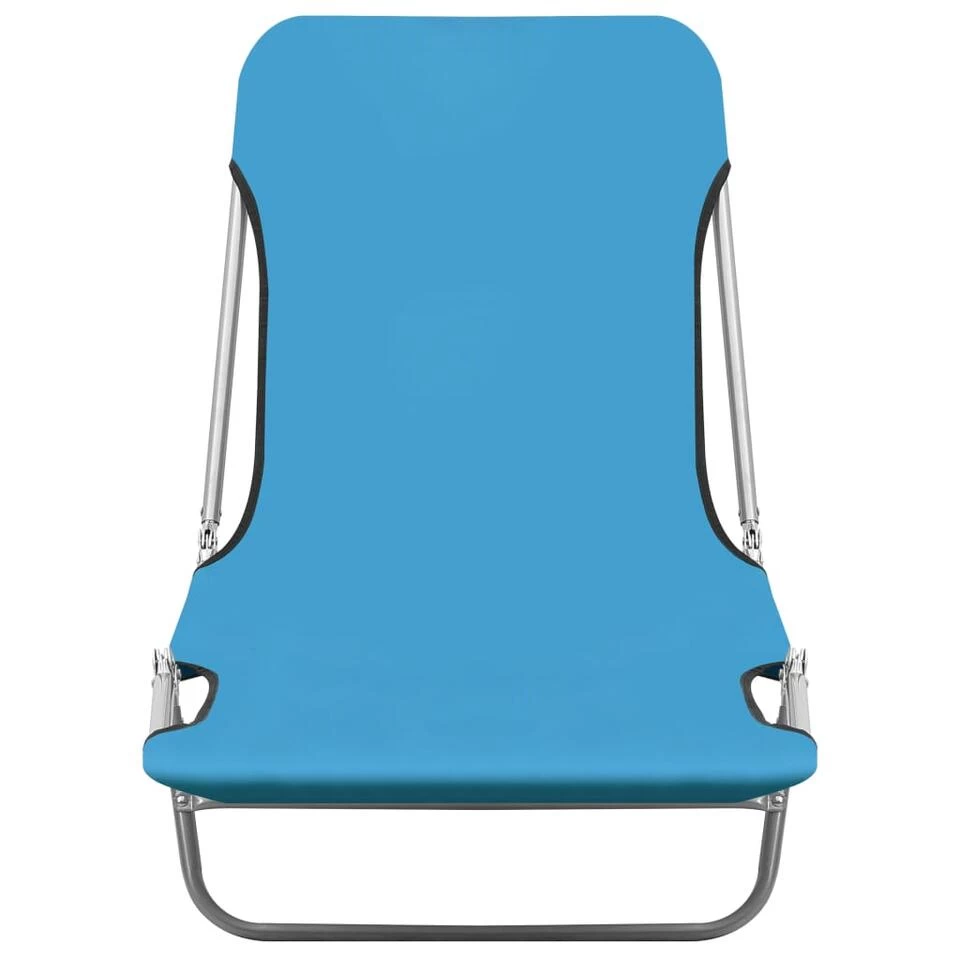 VidaXL Ligbedden Inklapbaar 2 St Staal En Stof Blauw - Afbeelding 3