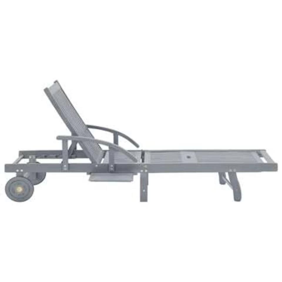 VidaXL Ligbed Massief Acaciahout Grijs - Afbeelding 2