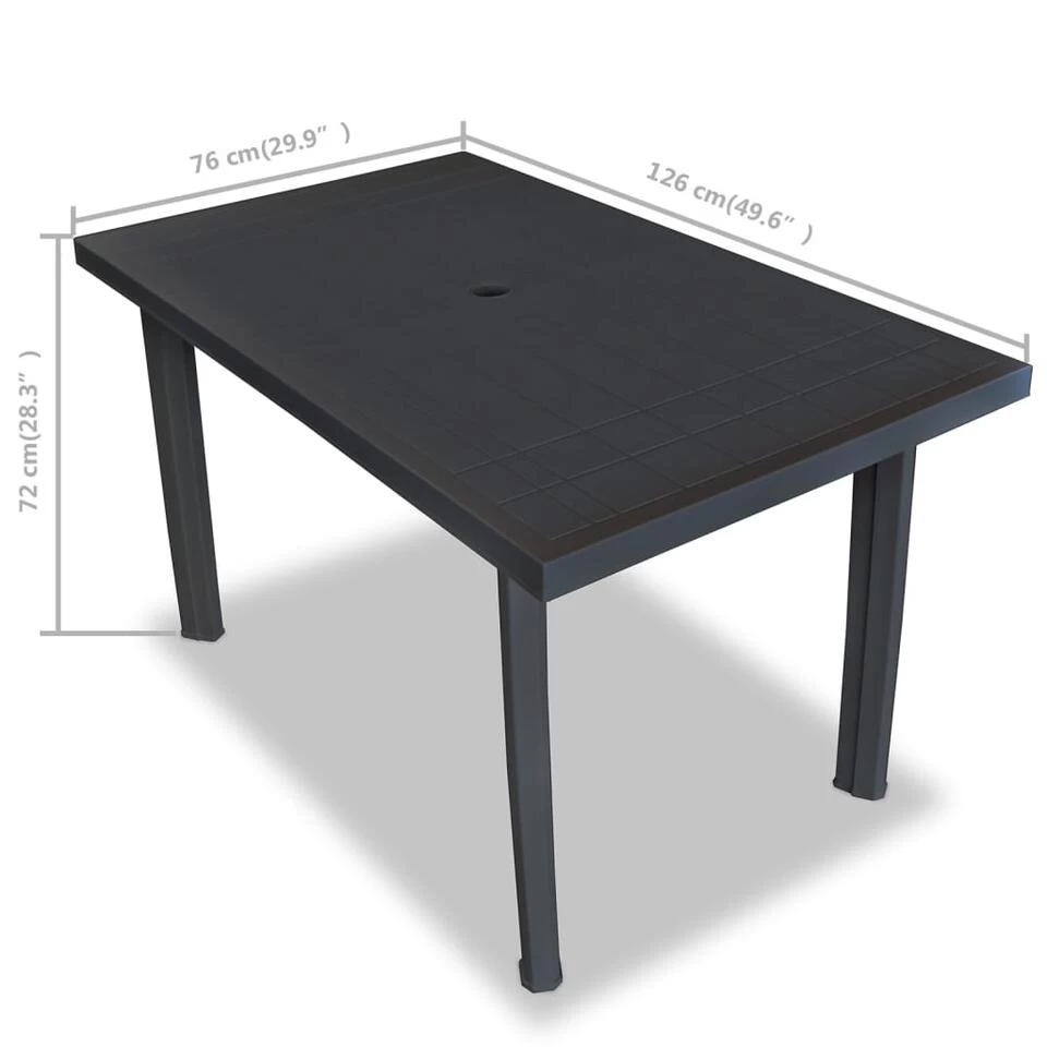 VidaXL Tuintafel 126x76x72 Cm Kunststof Antraciet - Afbeelding 4