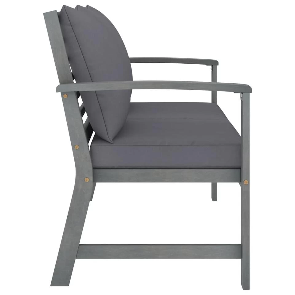 VidaXL Tuinbank Met Donkergrijs Kussen 120 Cm Massief Acaciahout - Afbeelding 2