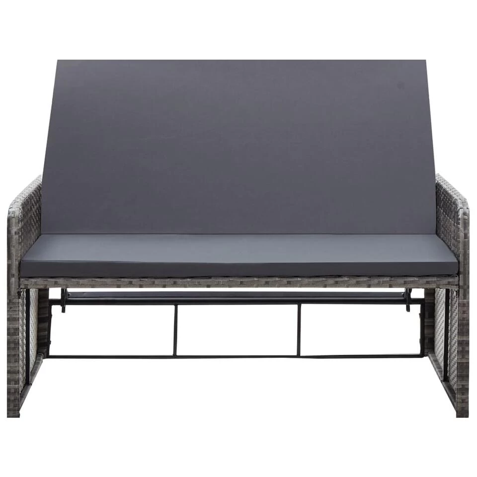 VidaXL 2-delige Loungeset Met Kussens Poly Rattan Grijs - Afbeelding 4