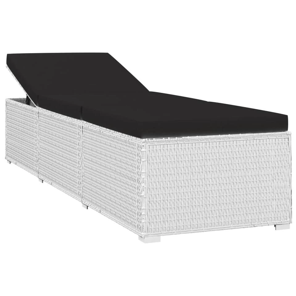 VidaXL 3-delige Ligbeddenset Met Theetafel Poly Rattan Wit - Afbeelding 4