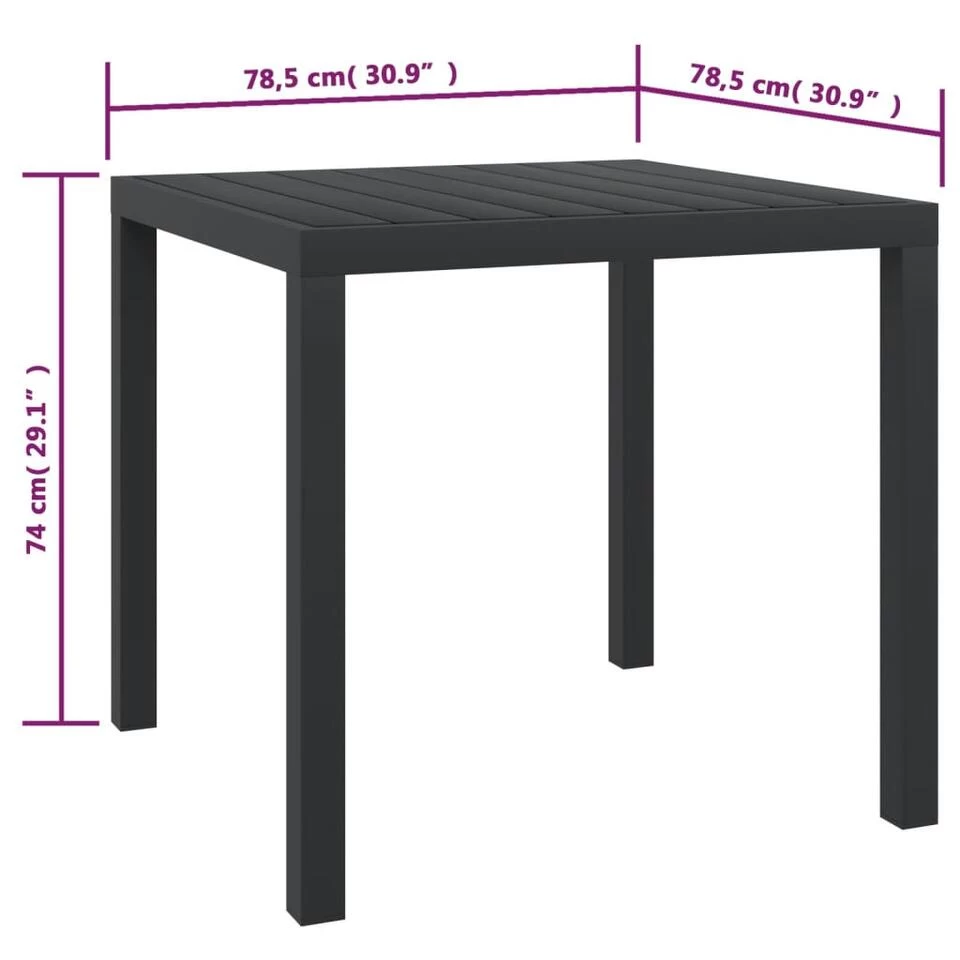 VidaXL Tuintafel 80x80x74 Cm Aluminium En HKC Zwart - Afbeelding 4