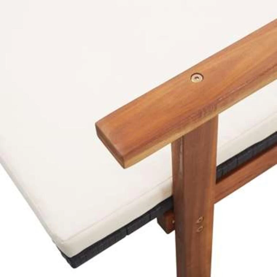 VidaXL Ligbed Met Kussen Poly Rattan En Massief Acaciahout Zwart - Afbeelding 4