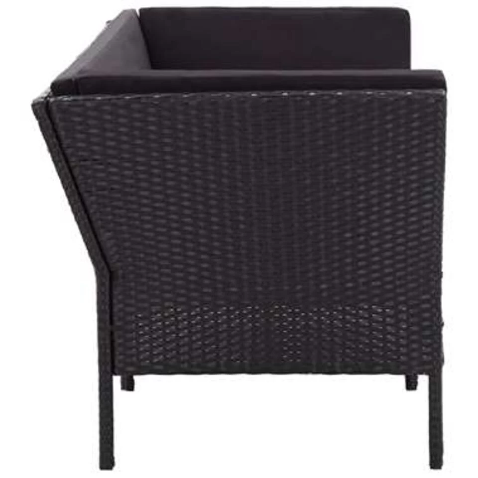 VidaXL 6-delige Loungeset Met Kussens Poly Rattan Zwart - Afbeelding 2