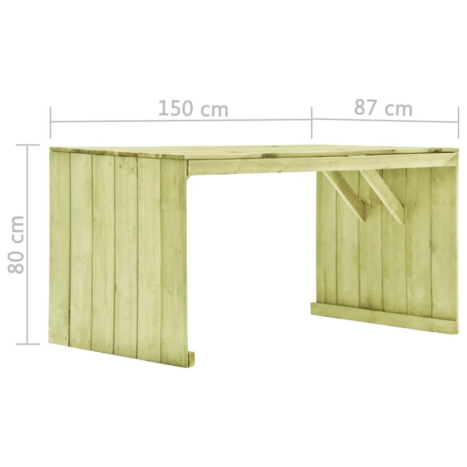 VidaXL Tuintafel 150x87x80 Cm Geïmpregneerd Grenenhout - Afbeelding 4