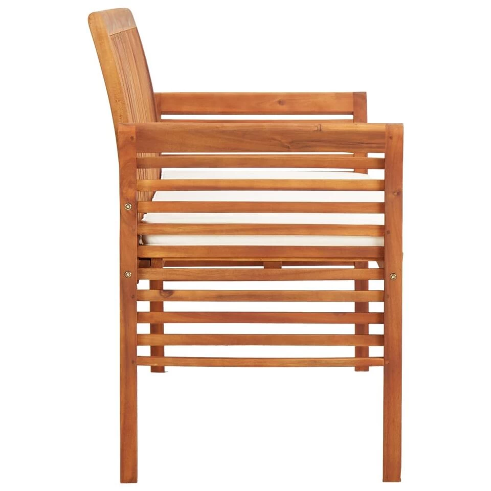 VidaXL Massief Acaciahouten Tuinbank Met Kussen 3-Zits Tuinset Buitenbank Bank - Afbeelding 3