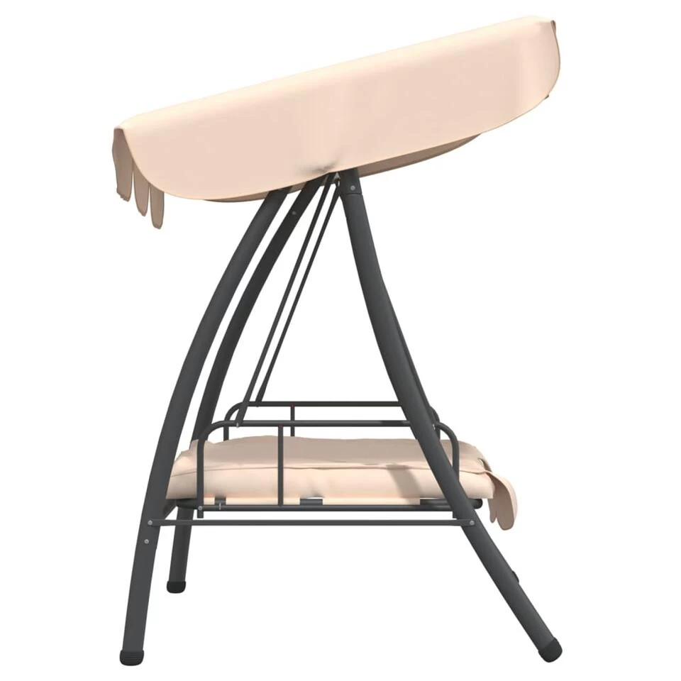 VidaXL Schommelbank Voor Buiten Met Luifel Zandwit - Afbeelding 3