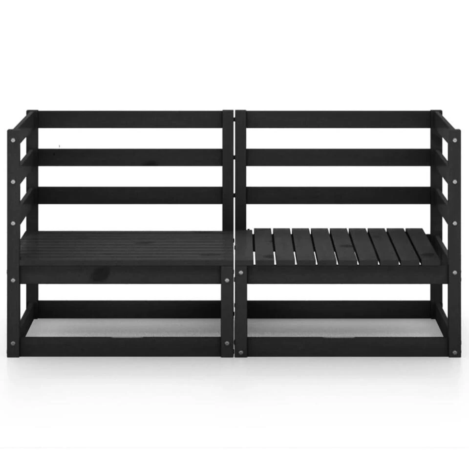 VidaXL Tuinbank 2-zits Massief Grenenhout Zwart - Afbeelding 3