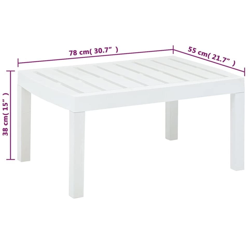VidaXL Tuintafel 78x55x38 Cm Kunststof Wit - Afbeelding 4