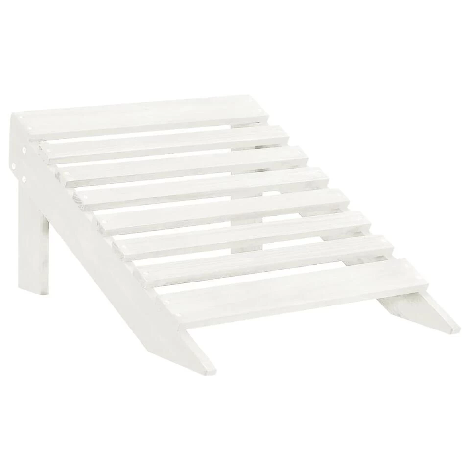 VidaXL Tuinstoel Met Hocker Hout Wit - Afbeelding 4