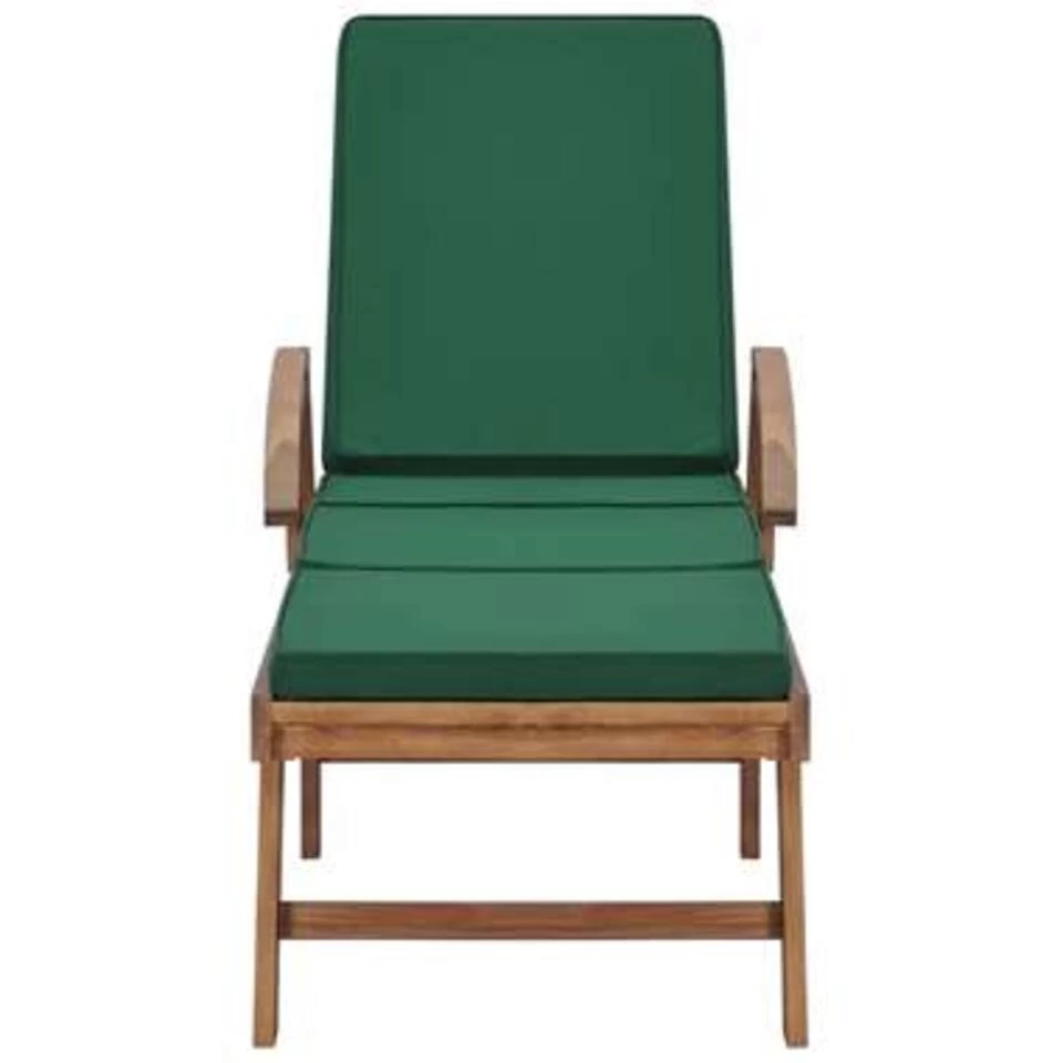 VidaXL Ligbed Met Kussen Massief Teakhout Groen - Afbeelding 3