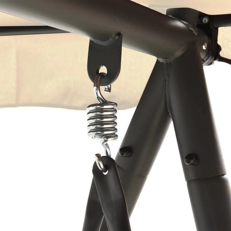 VidaXL Schommelbank Voor Buiten Met Luifel Converteerbaar Zandwit - Afbeelding 4