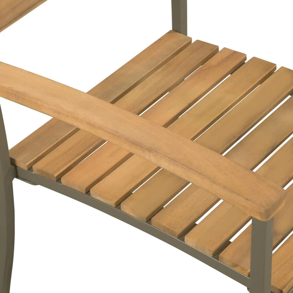 VidaXL Tuinstoelen Stapelbaar 2 St Massief Acaciahout En Staal - Afbeelding 3
