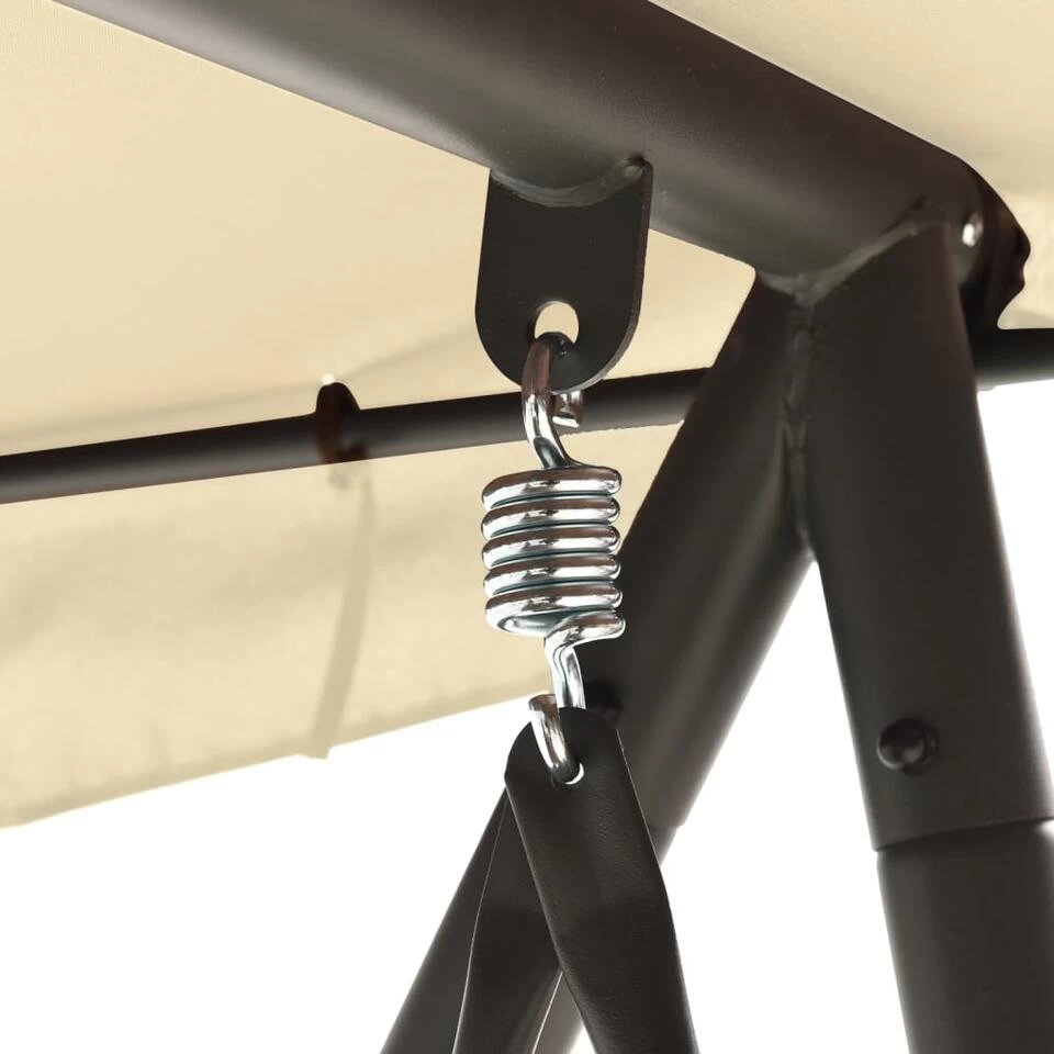 VidaXL Schommelbank Voor Buiten Met Luifel Zandwit - Afbeelding 4