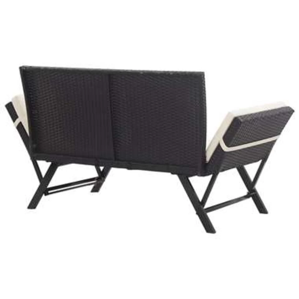 VidaXL Tuinbank Met Kussens 176 Cm Poly Rattan Zwart - Afbeelding 4