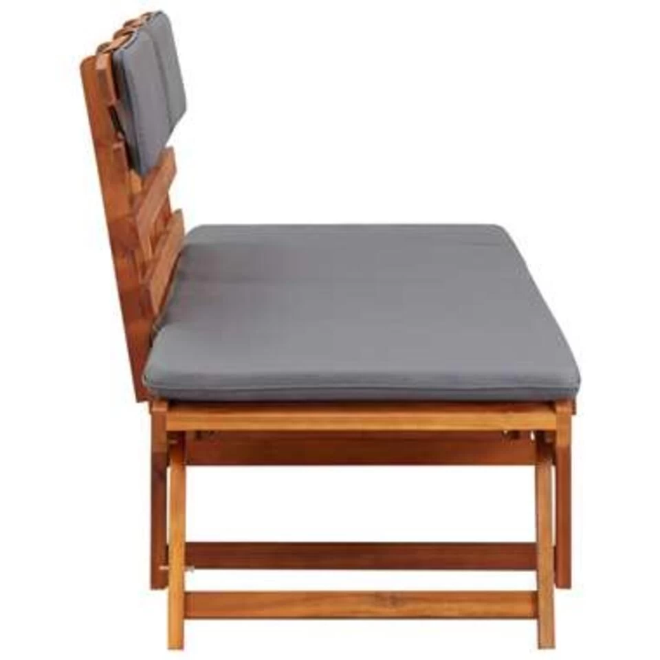 VidaXL Ligbed Met Kussen 2-in-1 190 Cm Massief Acaciahout - Afbeelding 2